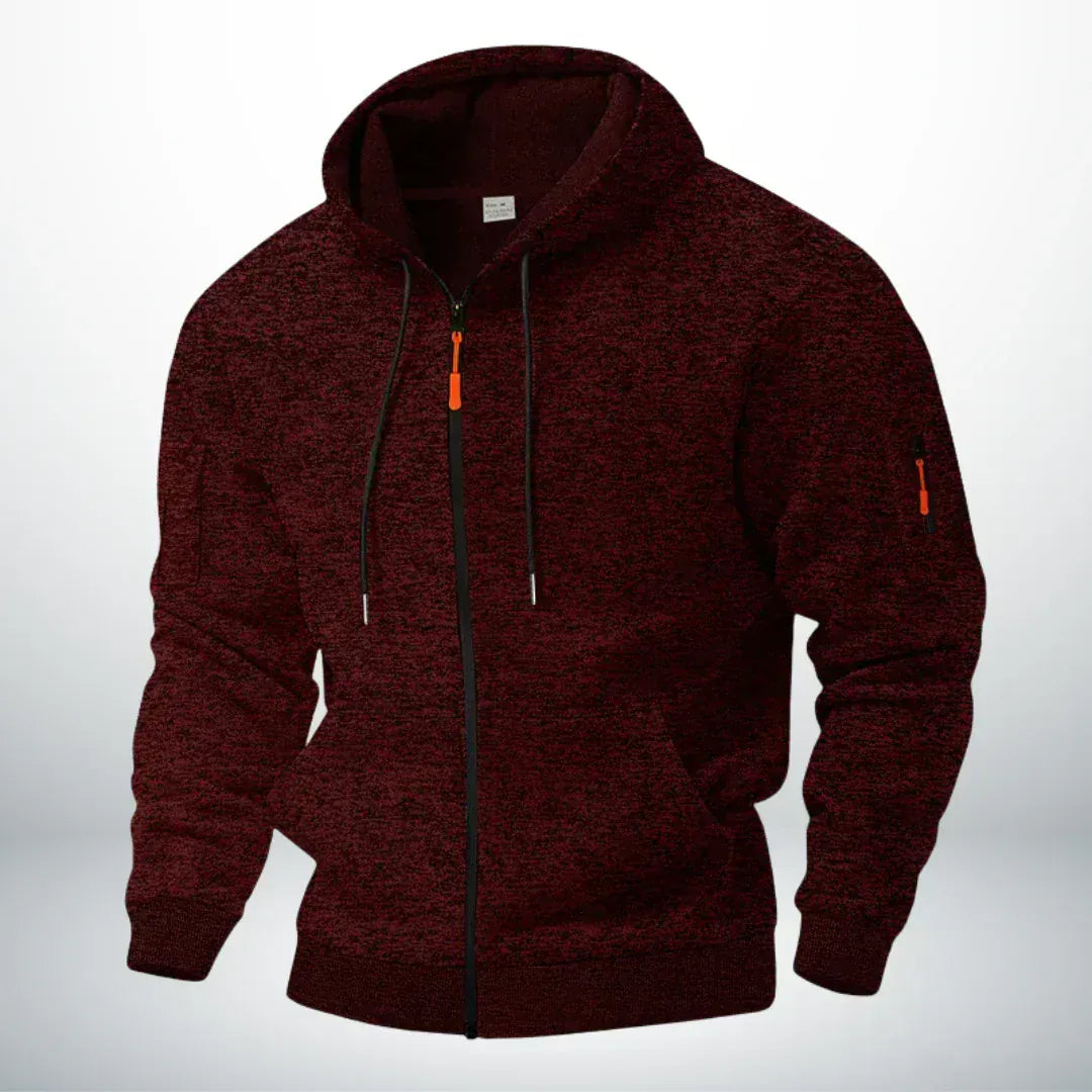 Men's Zip-Up Hoodie with Hood and Zippered Sleeve Pocket 2