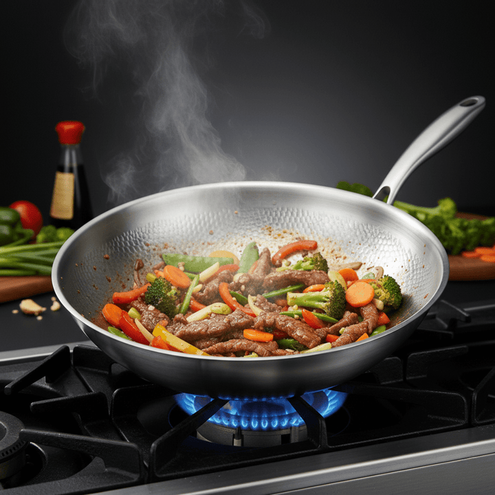 Hammered Titanium Flat-Bottom Wok Pan 5