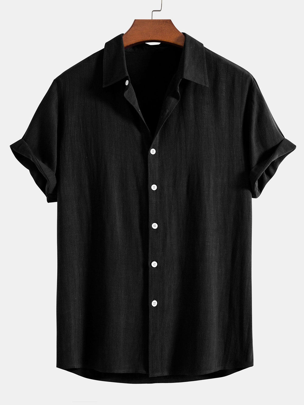 Men's Linen Blend Short Sleeve Button-Up Shirt, Relaxed Fit 2