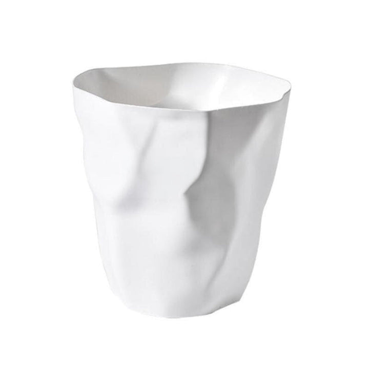 Wastebasket with Sculptural Crumpled Paper Design 2