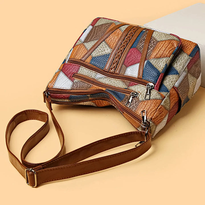 Patchwork Everyday Bag with Faux Leather Inserts 7