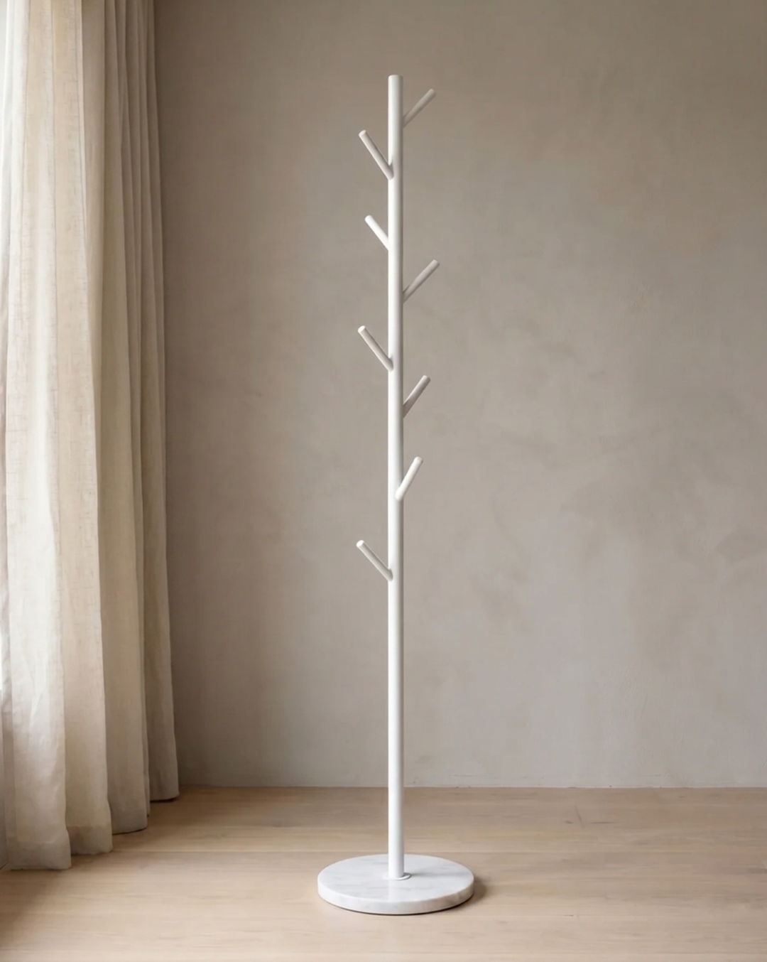 Freestanding Coat Rack in Black Metal with 8 Hooks 2