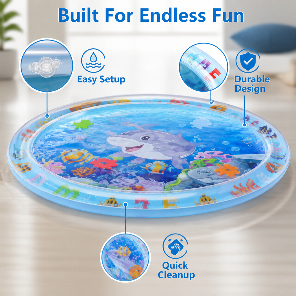 Cat Water Play Mat with Floating Fish - BPA-Free Silicone Cooling Pad 3