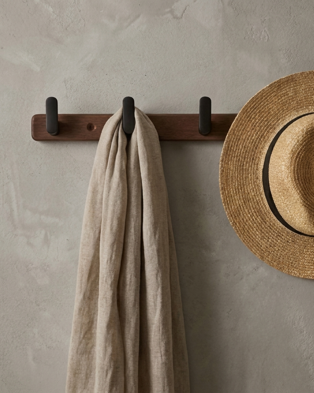 Wall Mounted Wooden Coat Rack with Plastic Hooks, 3 to 6 Hooks 2