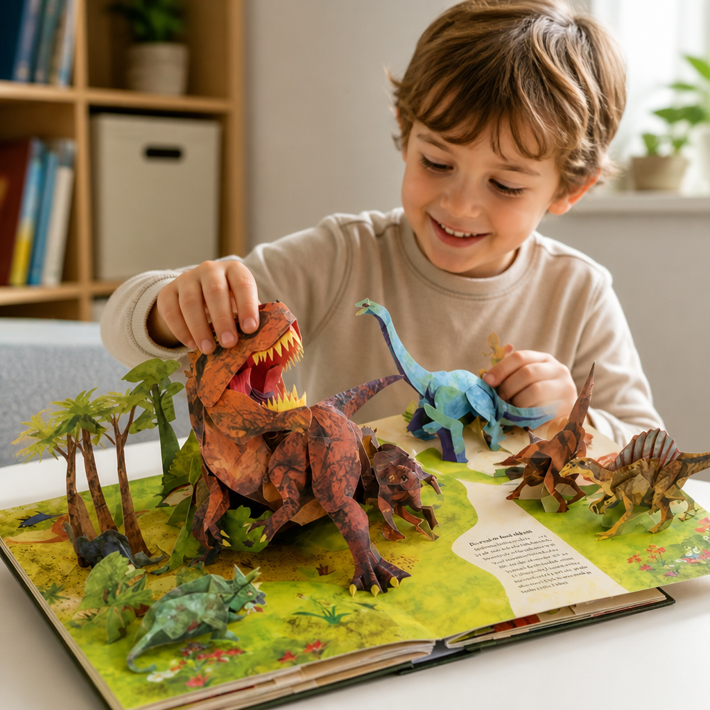 3D Dinosaur Pop-Up Book for Kids with Giant Paper Scenes and Fun Facts 3