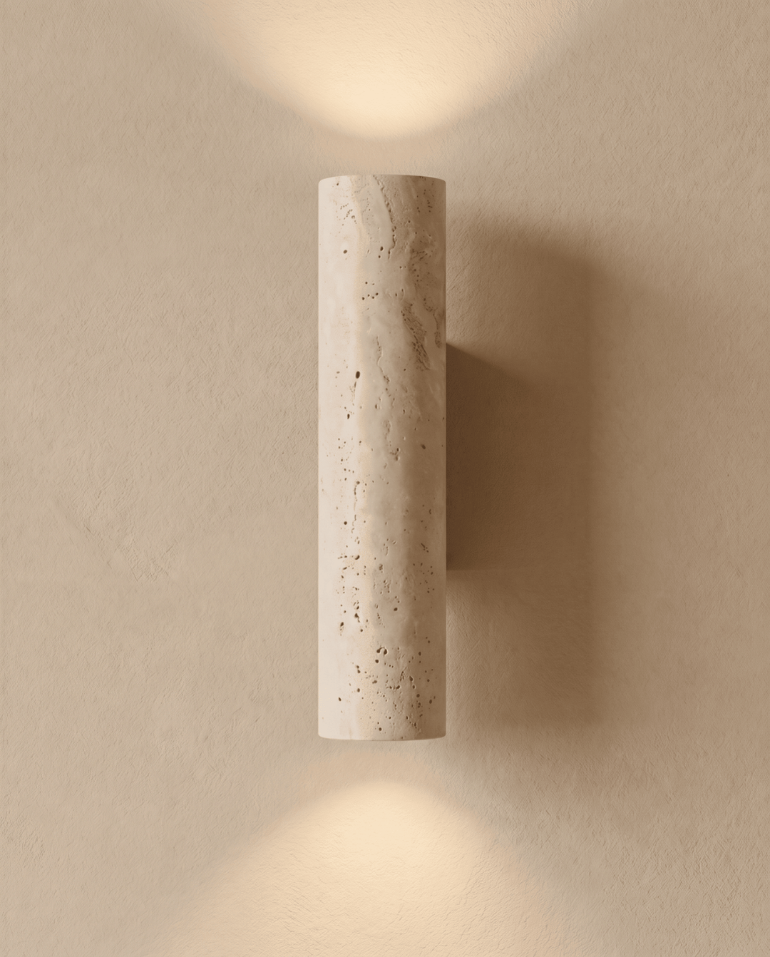 Natural Travertine Stone and Solid Wood Wall Sconce 2