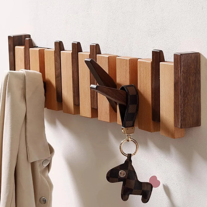 Wooden Wall Coat Rack – Foldable Hooks with Minimalist Design 4