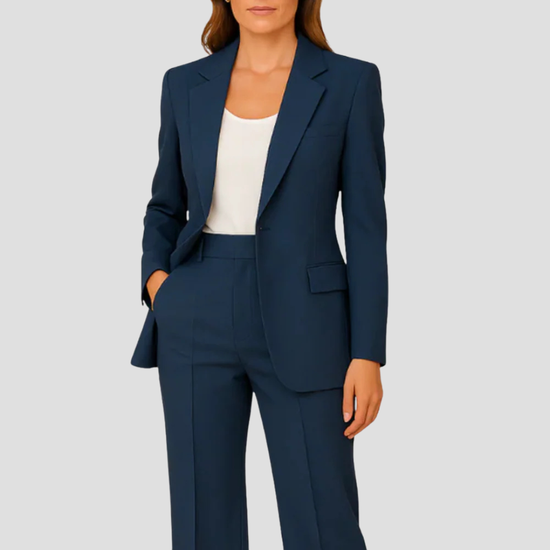 Women's Two-Piece Suit with Long Blazer and Matching Pants 1