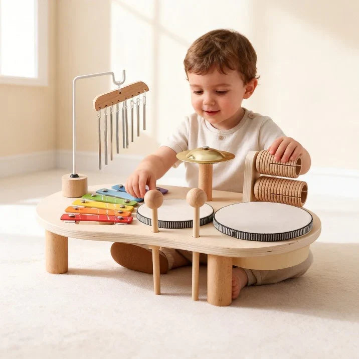 Montessori Wooden Music Toy Set with Xylophone and Chimes 3
