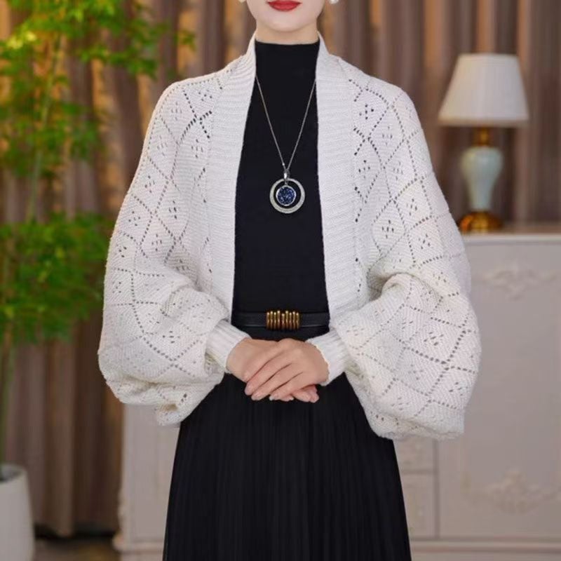 Open-Knit Shawl Cardigan with Wrap and Stole Styling 4