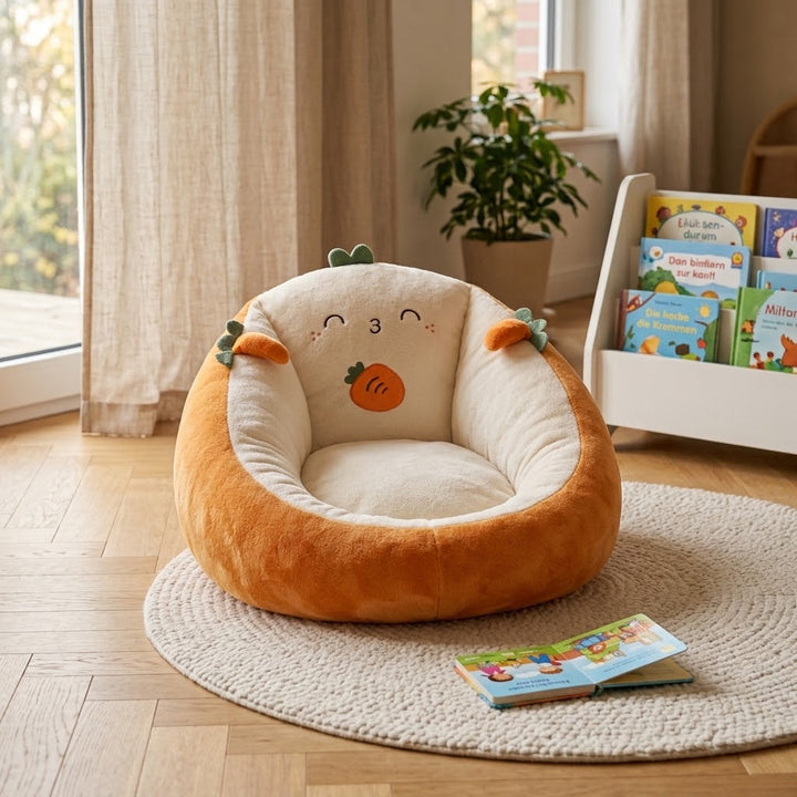 Plush Animal Bean Bag Floor Chair, Soft Velour Lounge Seat 1