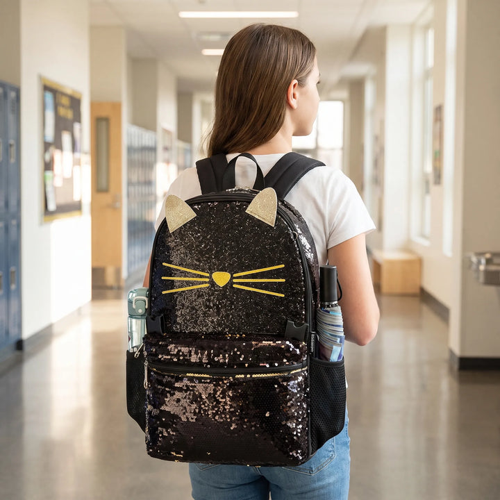 3-Piece Animal Motif Childs Backpack Set - Purrisa