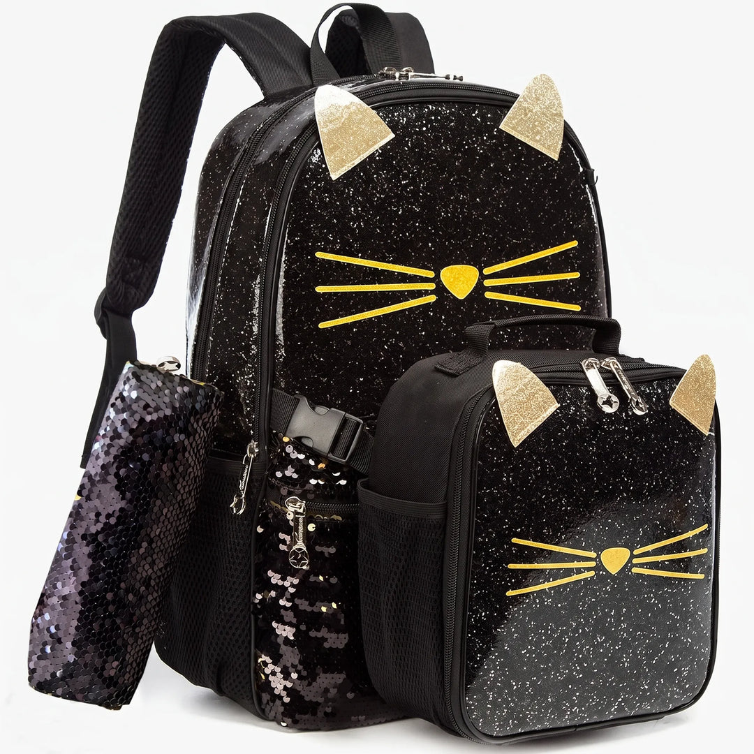 3-Piece Animal Motif Childs Backpack Set - Purrisa
