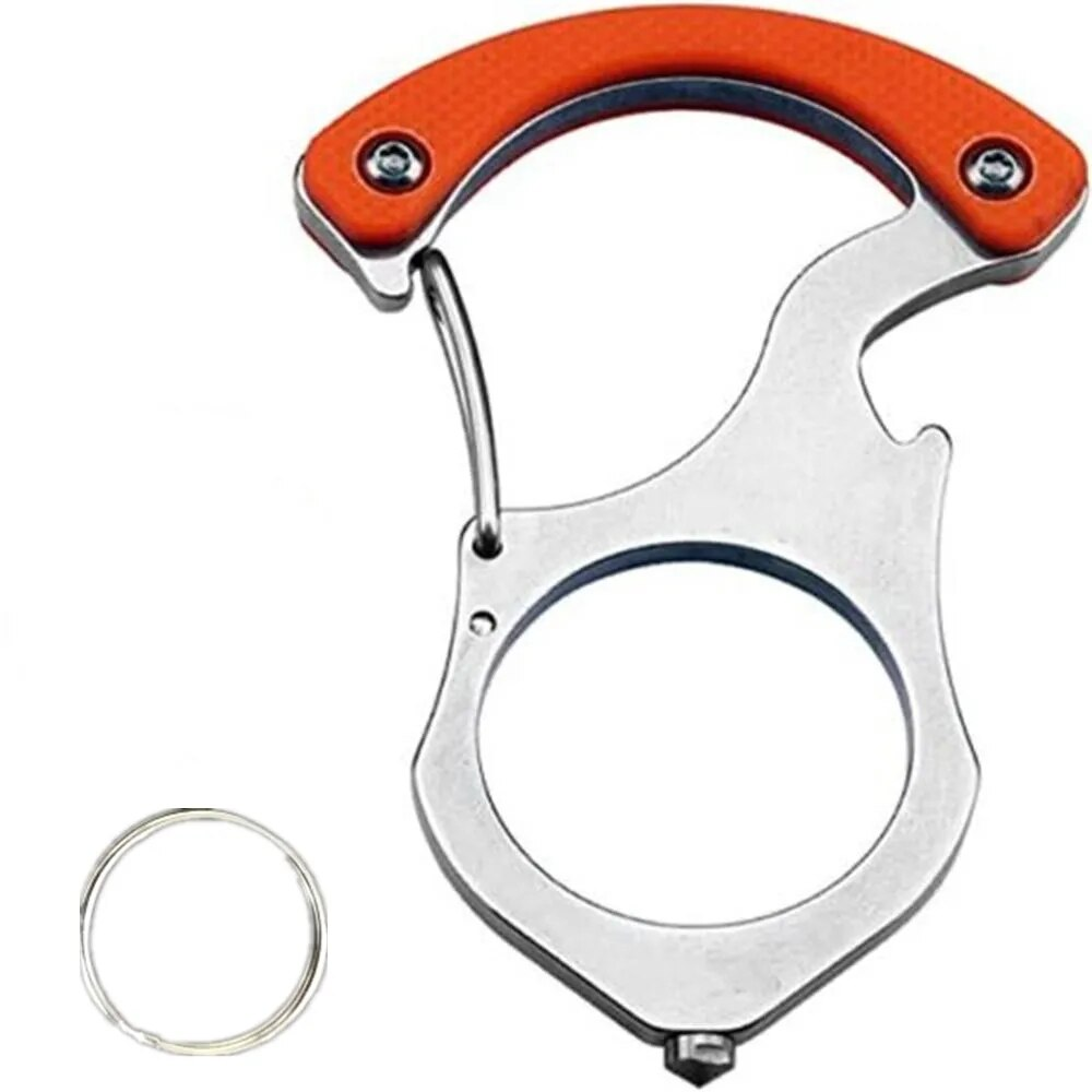 Stainless Steel Car Key Fob Organizer with Carabiner - Keychain Self-Defense Tool 5