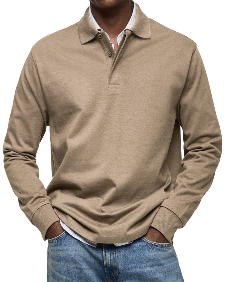 Luxury Long Sleeve Polo Shirt for Men - Soft, Breathable Casual Style 8