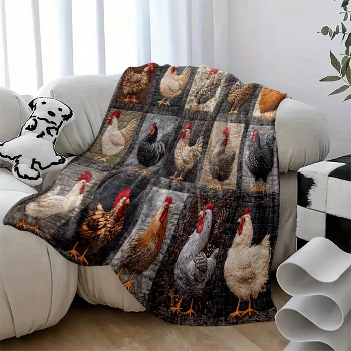 Soft Flannel Blanket with Chicken Design for Sofa, Bed and Armchair 13