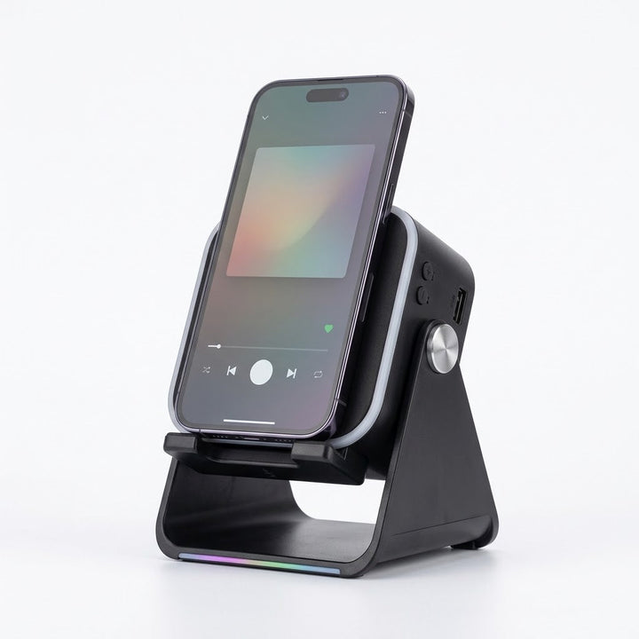 Place-and-Play Phone Stand Speaker and Powerbank, No Pairing 7