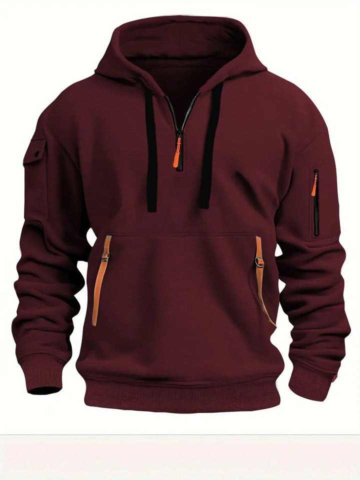 Sporty Half-Zip Hoodie with Zip Pockets 5