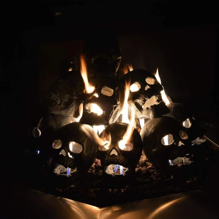 Ceramic Skull Fire Decor — Smoke-Free Flame Accent for Fire Pits 7