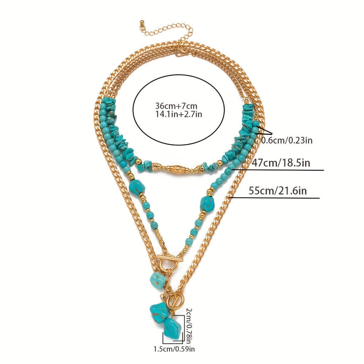 Bohemian Turquoise Beaded Layered Necklace Set of 3 for Women 5