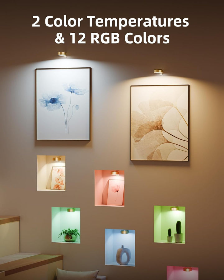 Adjustable Magnetic Picture Light | LED Touch & Remote, RGB/White, USB 5