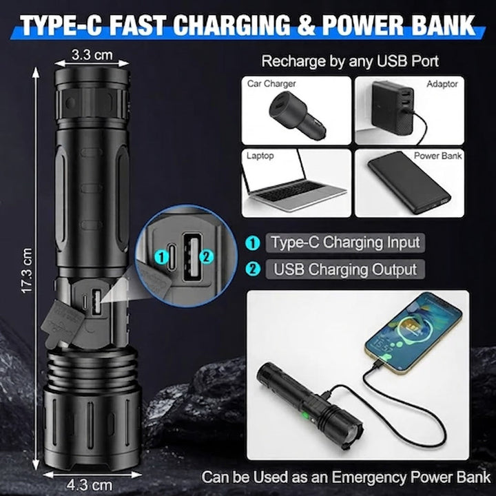 High-Output LED Flashlight – Up to 100,000 Lumens 6