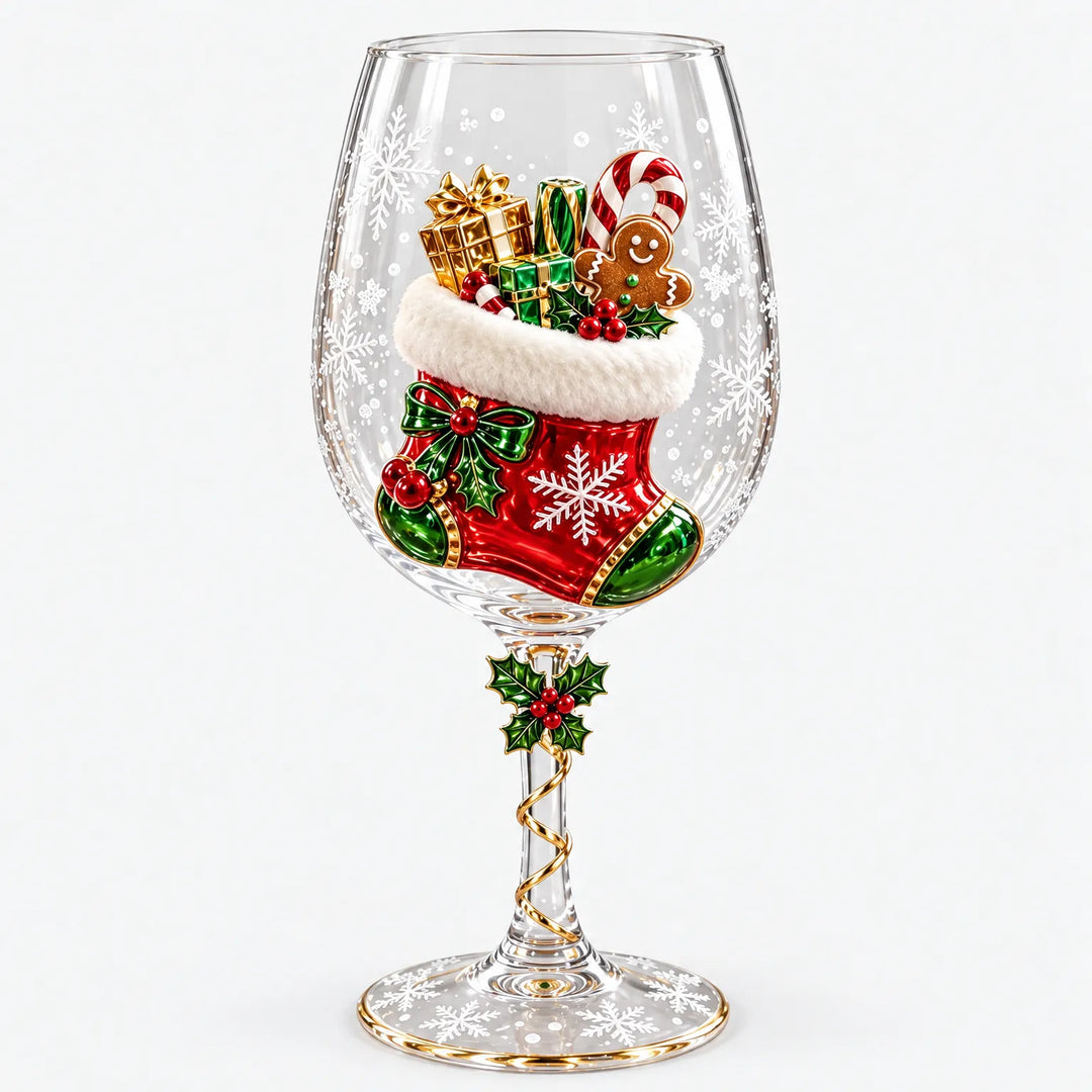 3D Christmas Glassware, Holiday Table Decor Accents