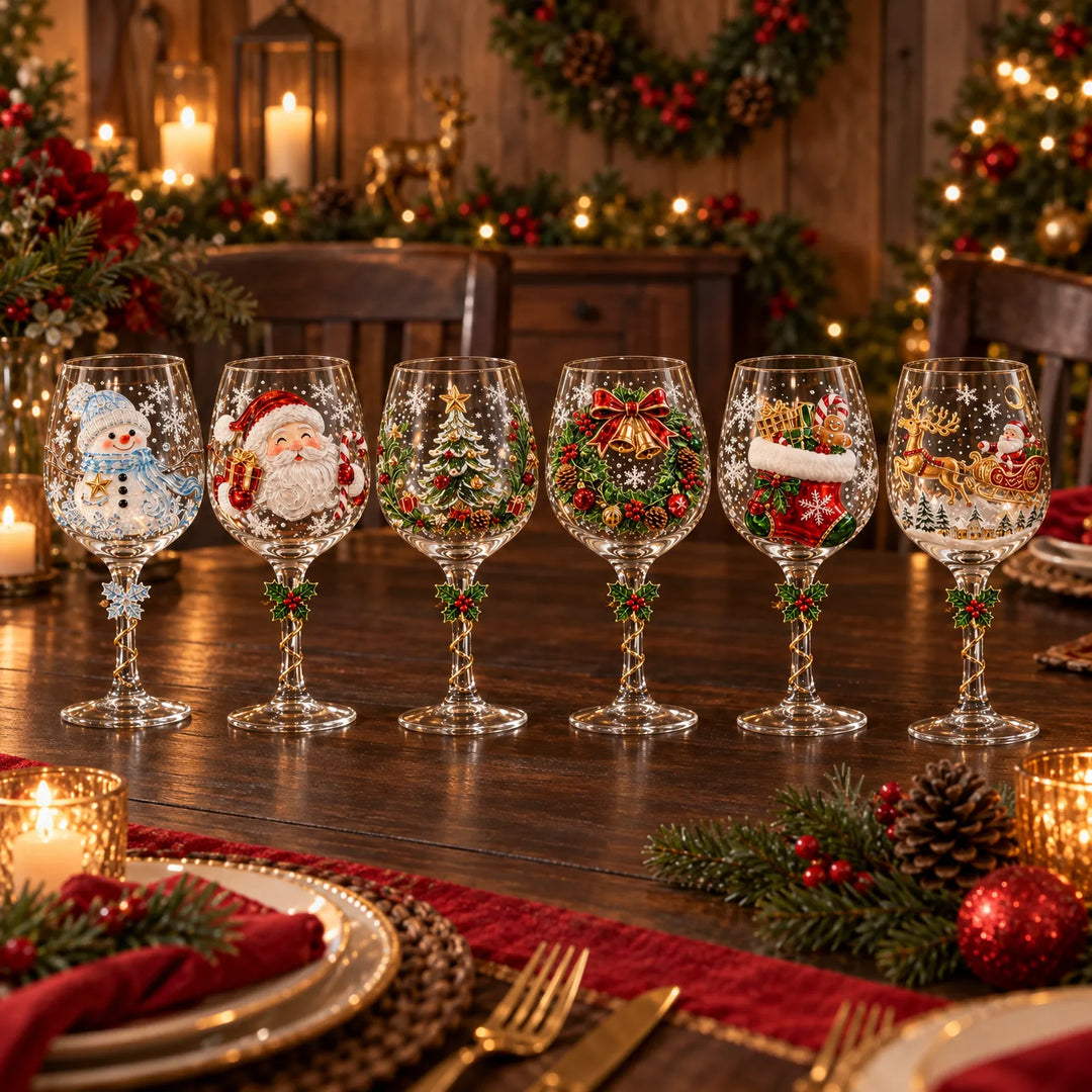 3D Christmas Glassware, Holiday Table Decor Accents