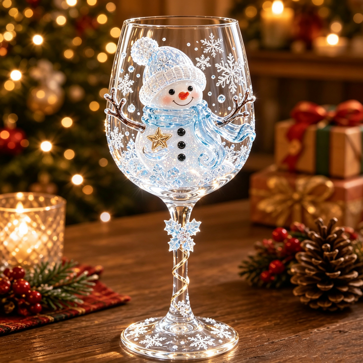 3D Christmas Glassware, Holiday Table Decor Accents