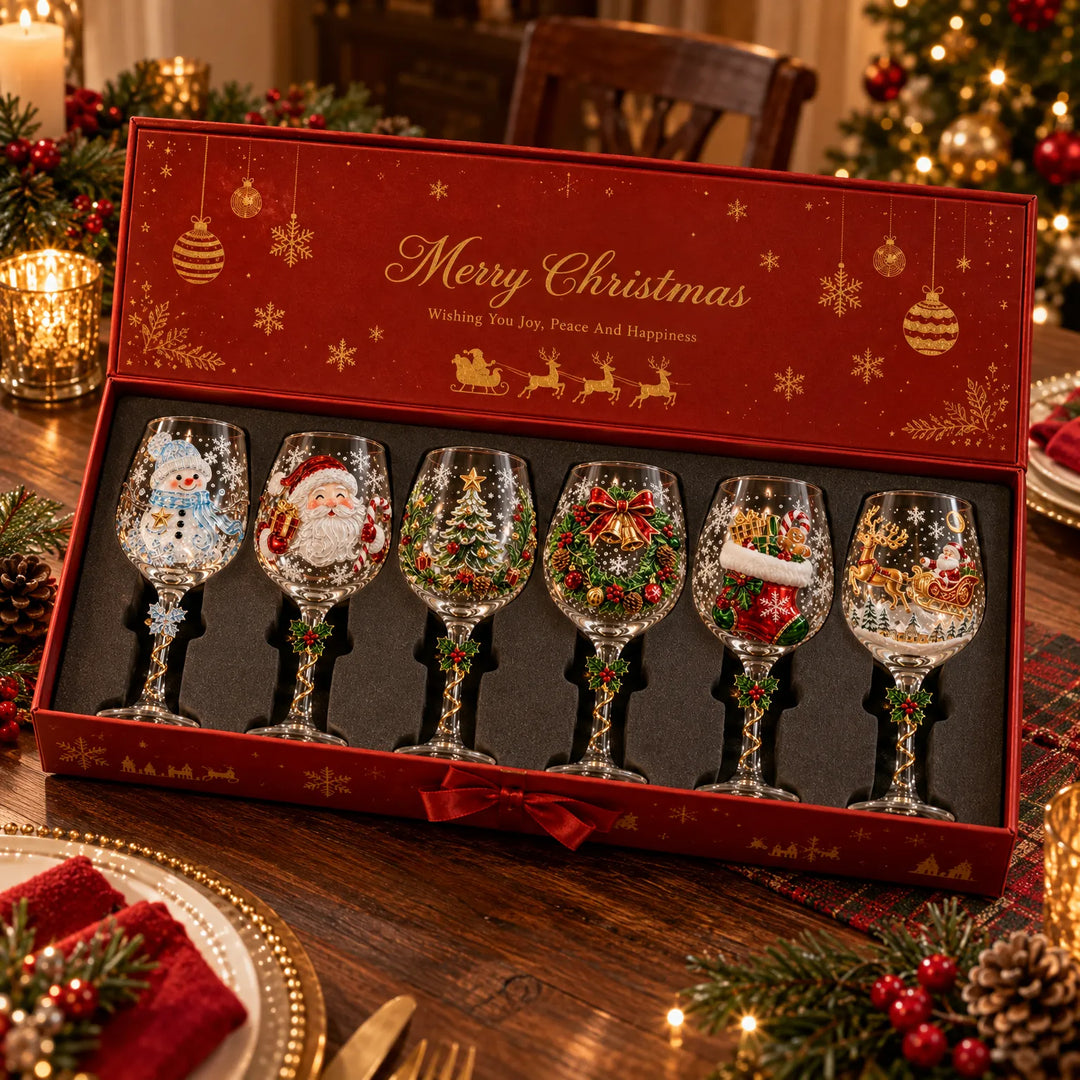3D Christmas Wine Glasses – Festive Sipping with Holiday Charm