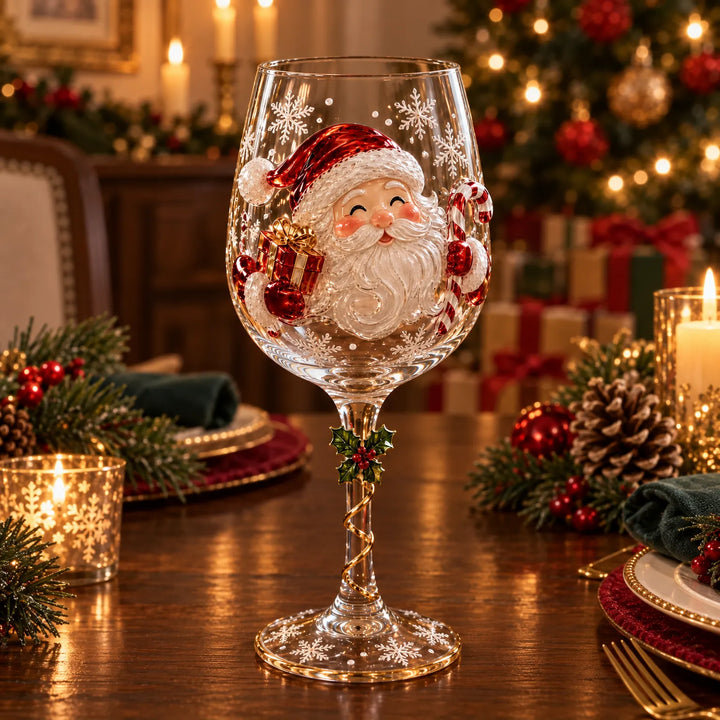 3D Christmas Wine Glasses – Festive Sipping with Holiday Charm