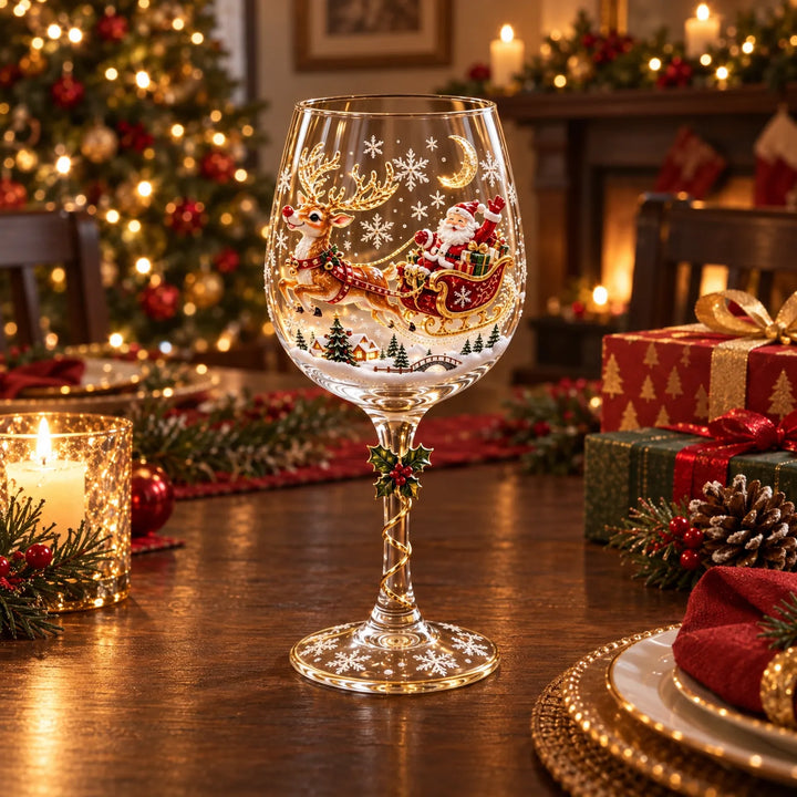 3D Christmas Wine Glasses – Festive Sipping with Holiday Charm