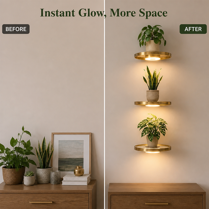 Glow Wall Shelf – Floating LED Display for a Cozy Clutter-Free Look 4
