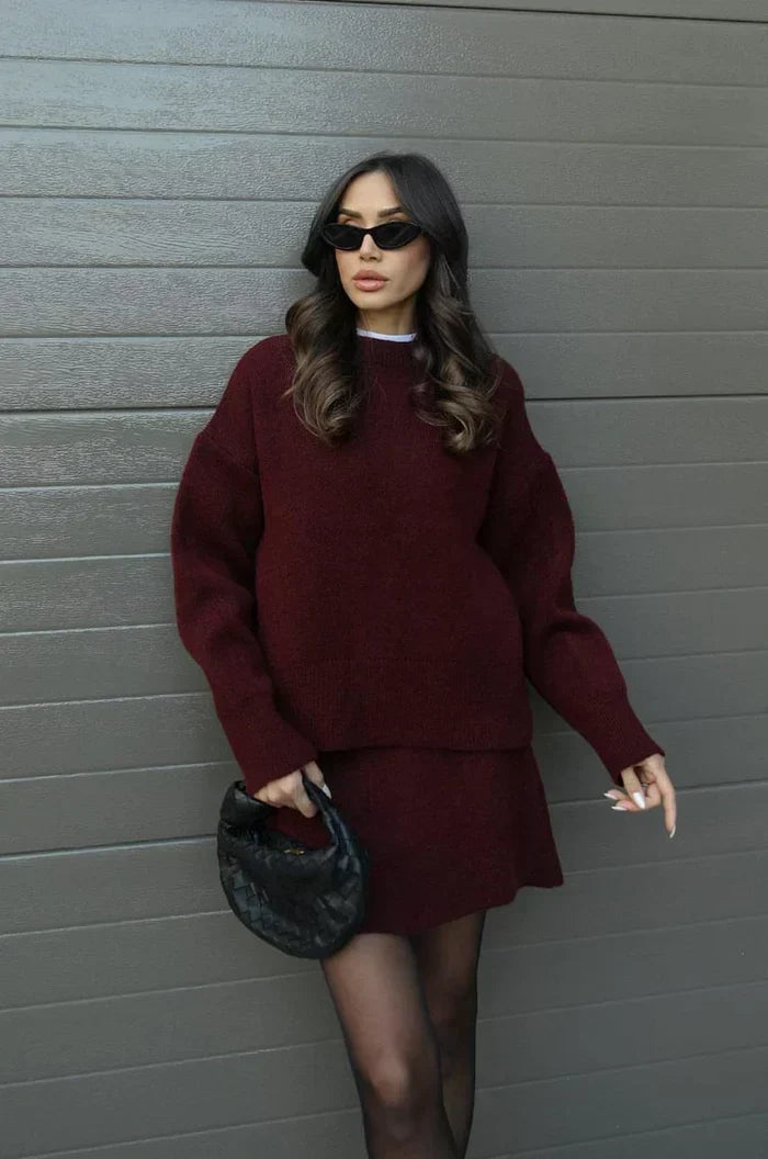 Soft Knit Two-Piece Set with Skirt and Sweater 1