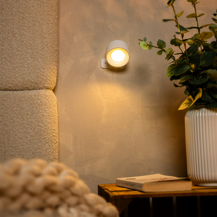 Cordless LED Wall Light with 360° Rotating Head, Touch Dimmer, 3 Colors 12