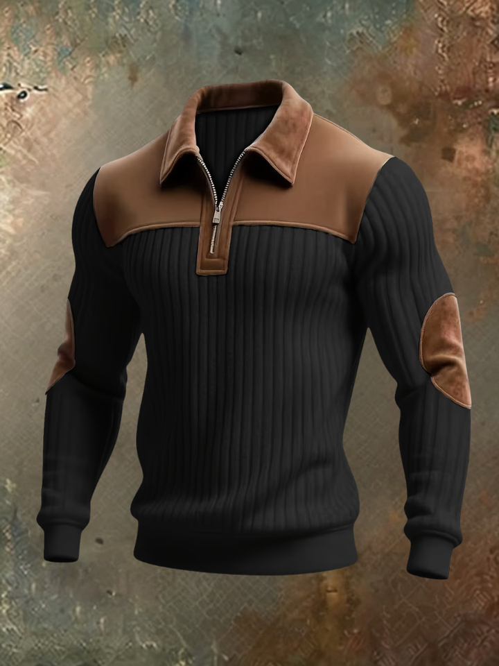 Luxe Men's Sweater with Suede-Look Accents 3