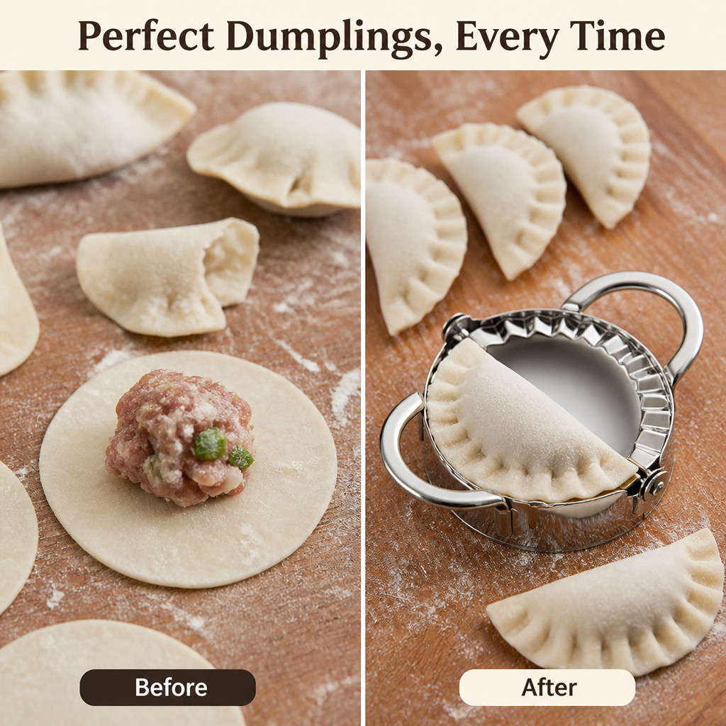 Stainless Steel Dumpling Mold and Dough Cutter Set, 2 Pieces 4