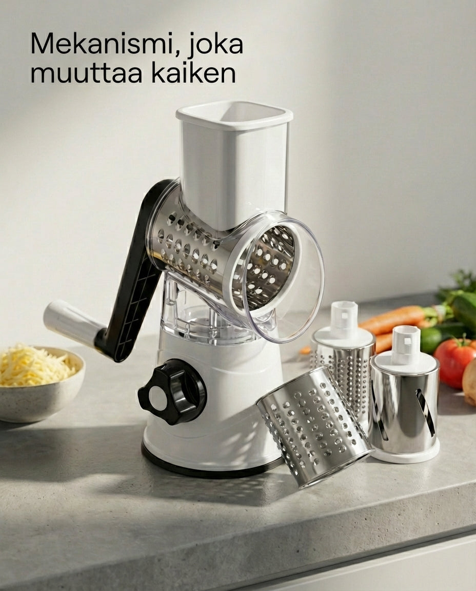 3-in-1 Rotary Vegetable Chopper with Suction Base and Interchangeable Drums 5