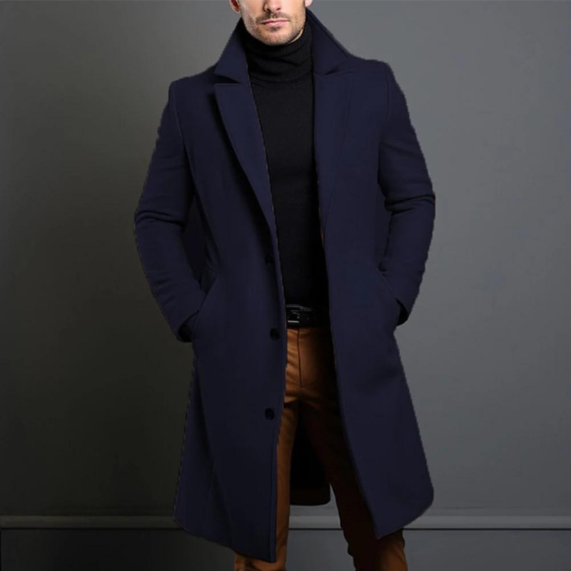 Men's Wool Overcoat – Tailored Longline Winter Coat for Work and City Wear 4