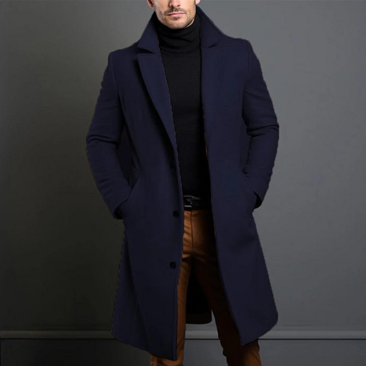 Men's Wool Overcoat – Tailored Longline Winter Coat for Work and City Wear 4