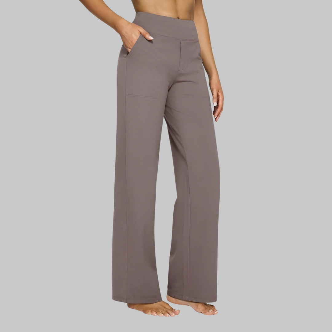 Women's High-Waist Stretch Pants, Soft Breathable Straight-Leg Fit 1
