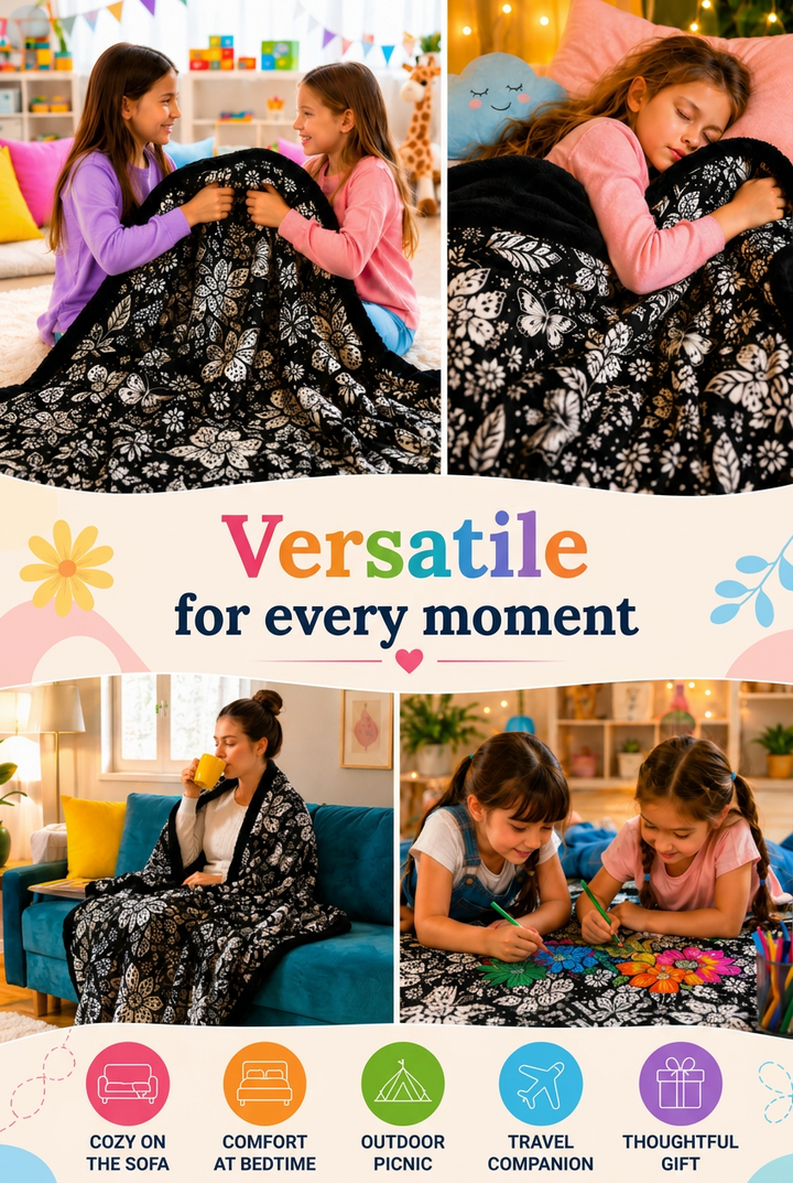 Color-In Cozy Blanket with Fabric Markers, Soft Velvety Throw 5