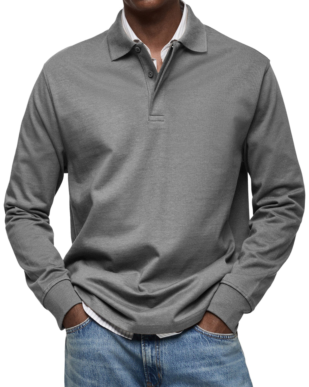Luxury Long Sleeve Polo Shirt for Men - Soft, Breathable Casual Style 6
