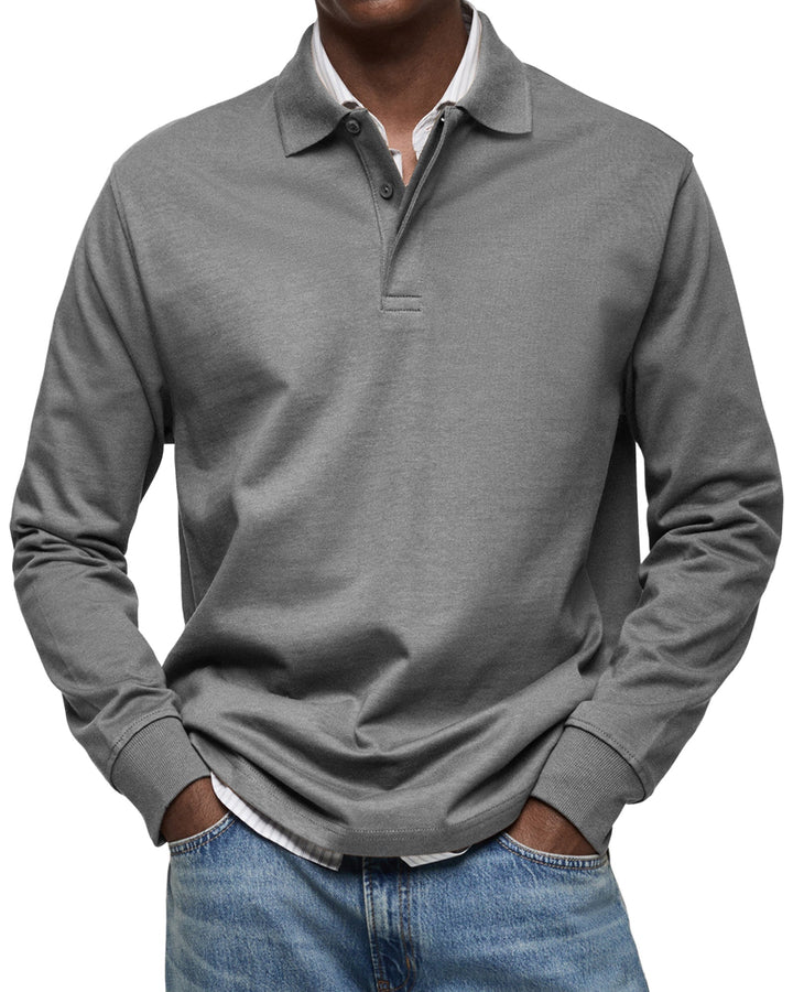 Luxury Long Sleeve Polo Shirt for Men - Soft, Breathable Casual Style 6