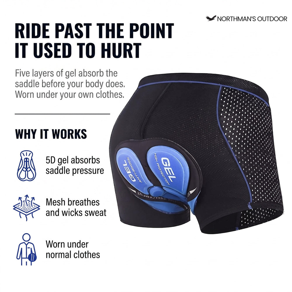 Padded Cycling Underwear – 5D Gel Cushion – Unisex 2