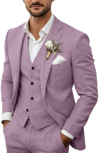 Men's Lightweight Linen 3-Piece Suit - Tailored Summer Set for Weddings 7