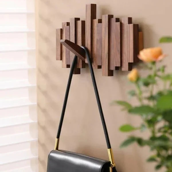 Solid Wood Wall Coat Rack with Fold-Down Hooks, Piano Design, 3 to 8 Hooks 6