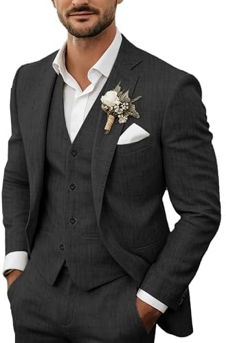 Men's Lightweight Linen 3-Piece Suit - Tailored Summer Set for Weddings 6