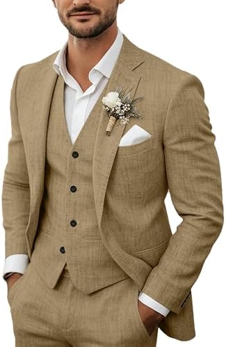 Men's Lightweight Linen 3-Piece Suit - Tailored Summer Set for Weddings 2