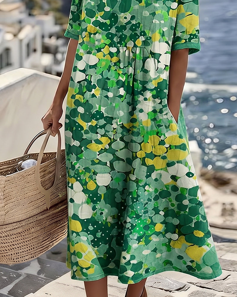 Santorini Midi Dress in Breathable Cotton Blend, Loose Flowing Fit 7